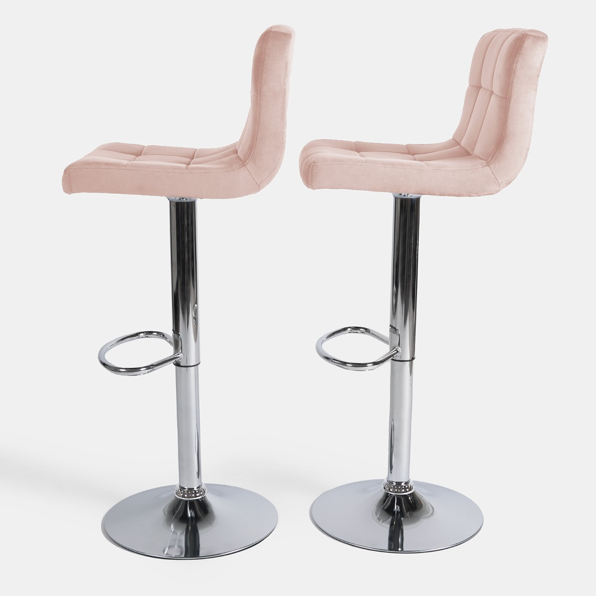 OHS Set of 2 Adjustable Velvet Bar Stools - Blush>