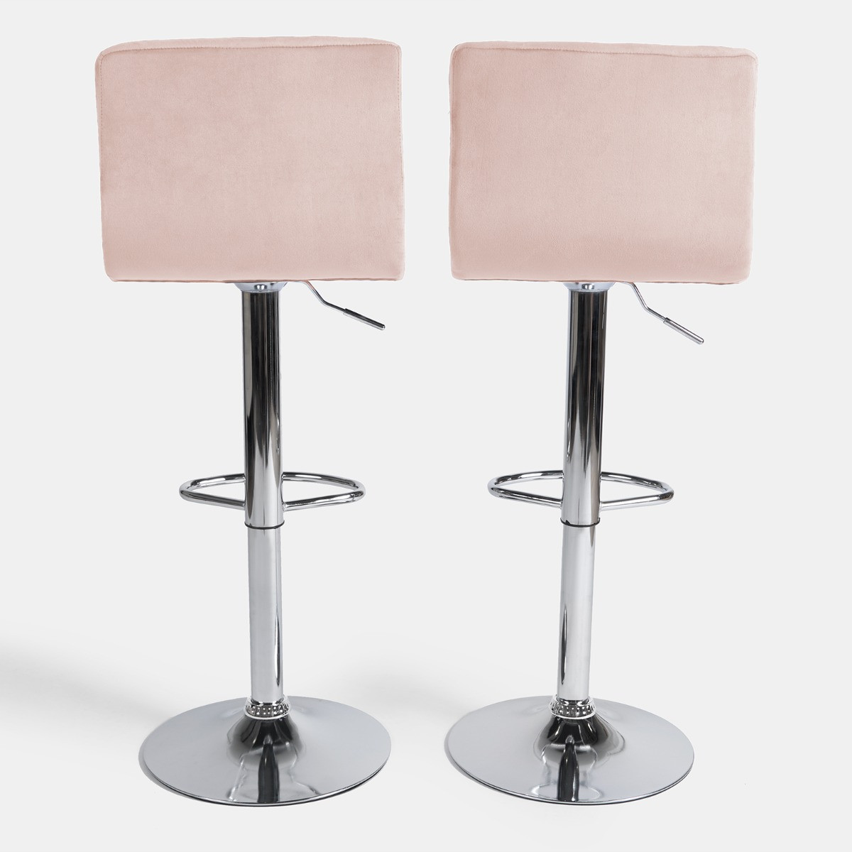 OHS Set of 2 Adjustable Velvet Bar Stools - Blush>