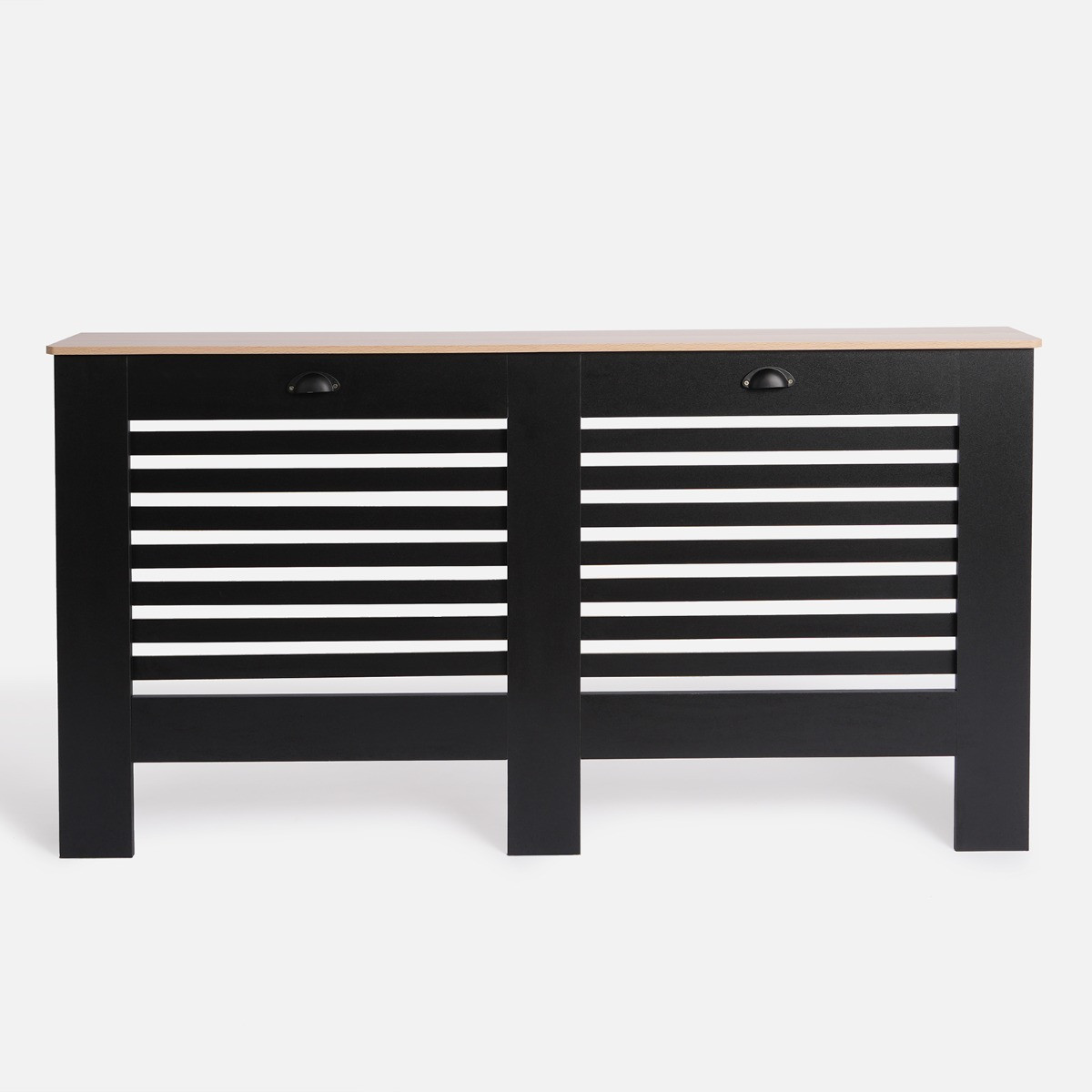 OHS Wooden Radiator Cover with Oak Look Top - Black>