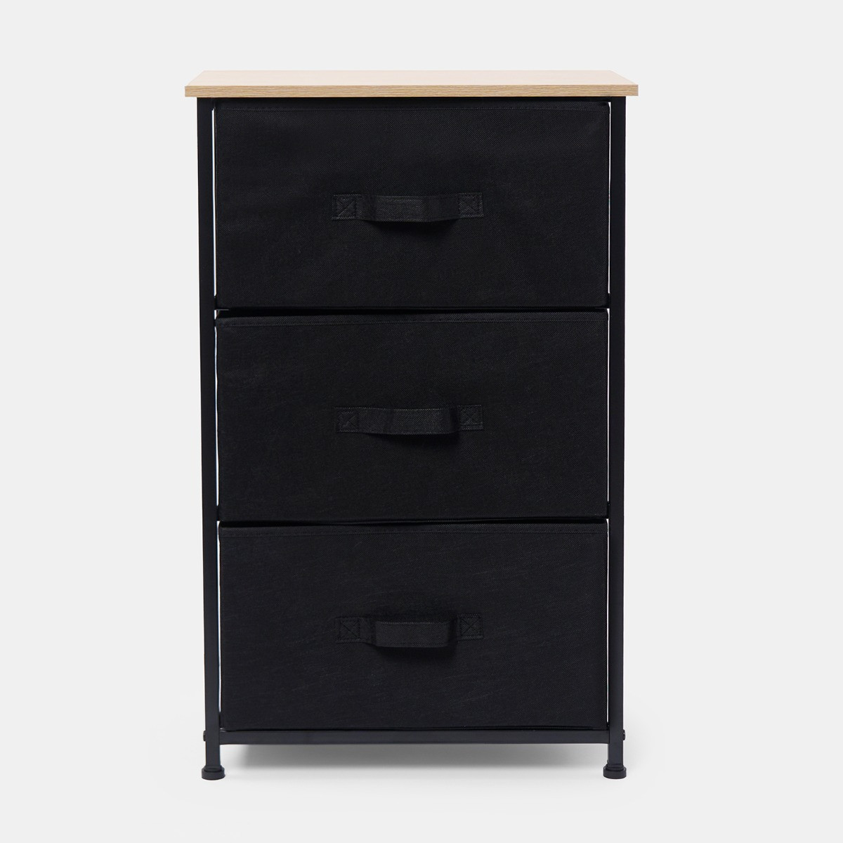OHS Brooklyn 3 Drawer Fabric Cabinet - Black>