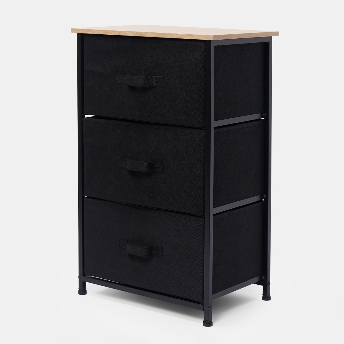 OHS Brooklyn 3 Drawer Fabric Cabinet - Black>