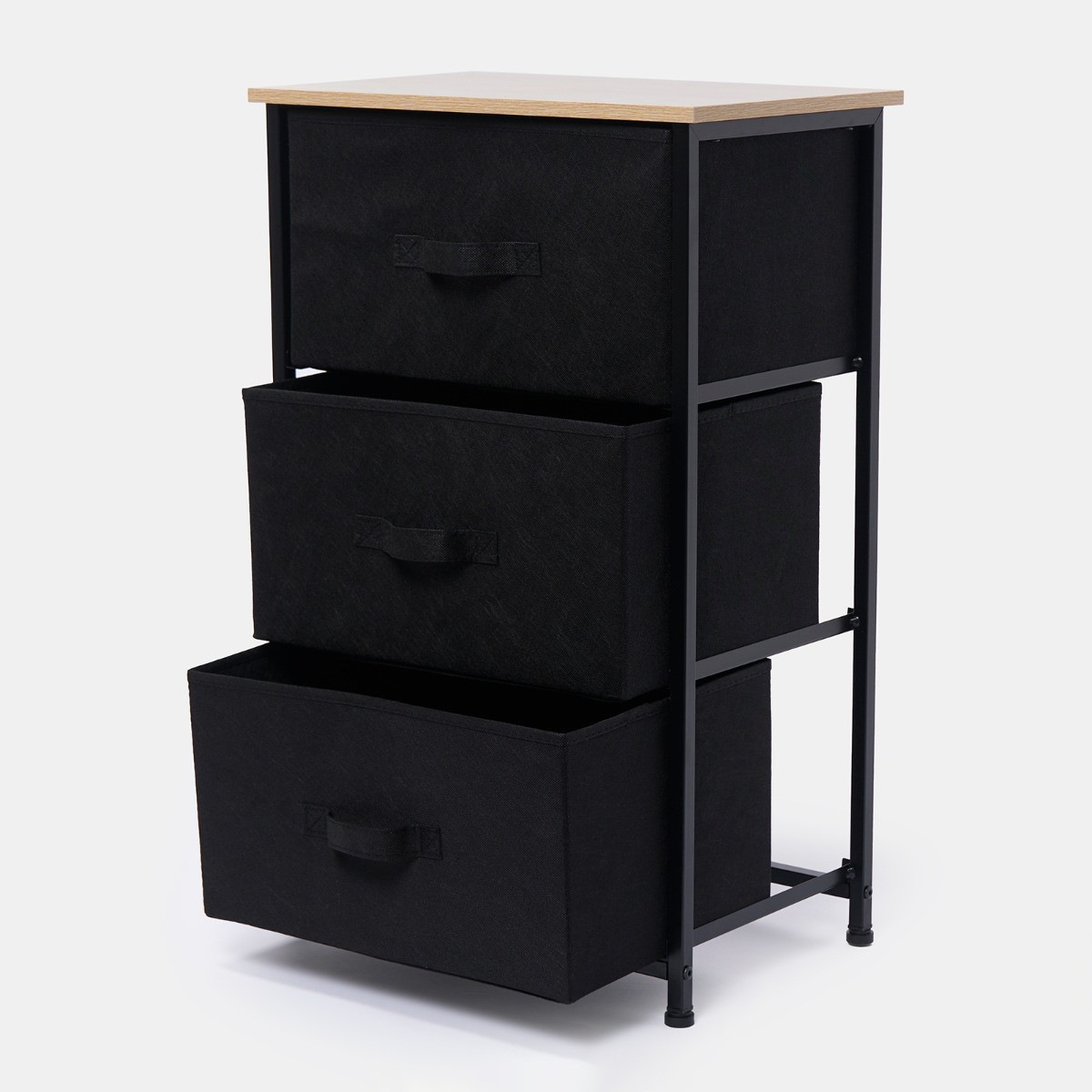 OHS Brooklyn 3 Drawer Fabric Cabinet - Black>