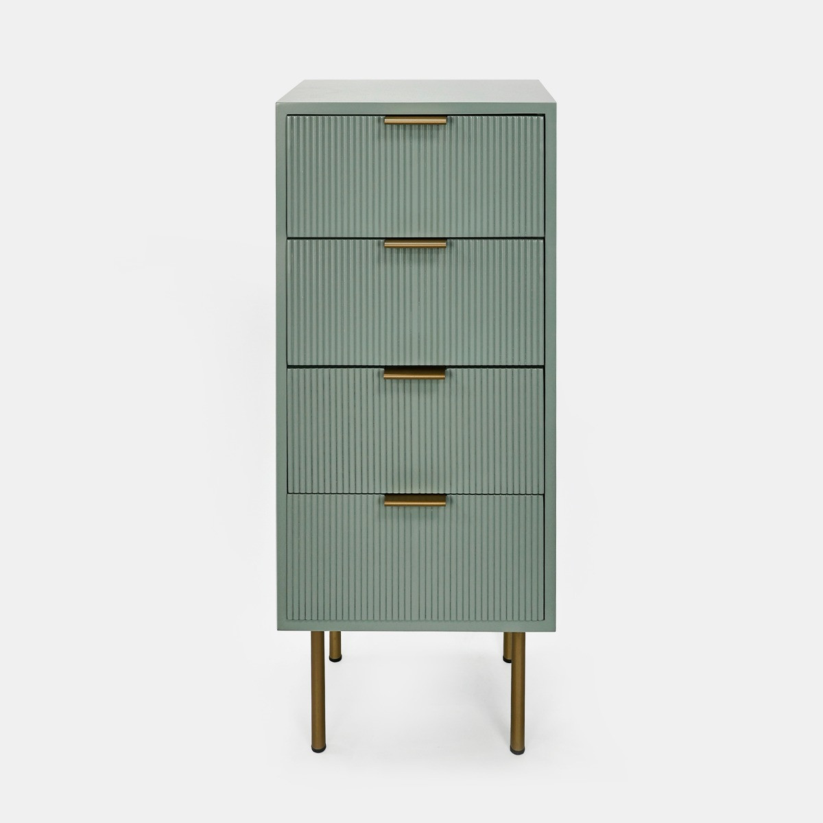 OHS Ribbed 4 Drawer Wood Bedside Table - Sage Green>