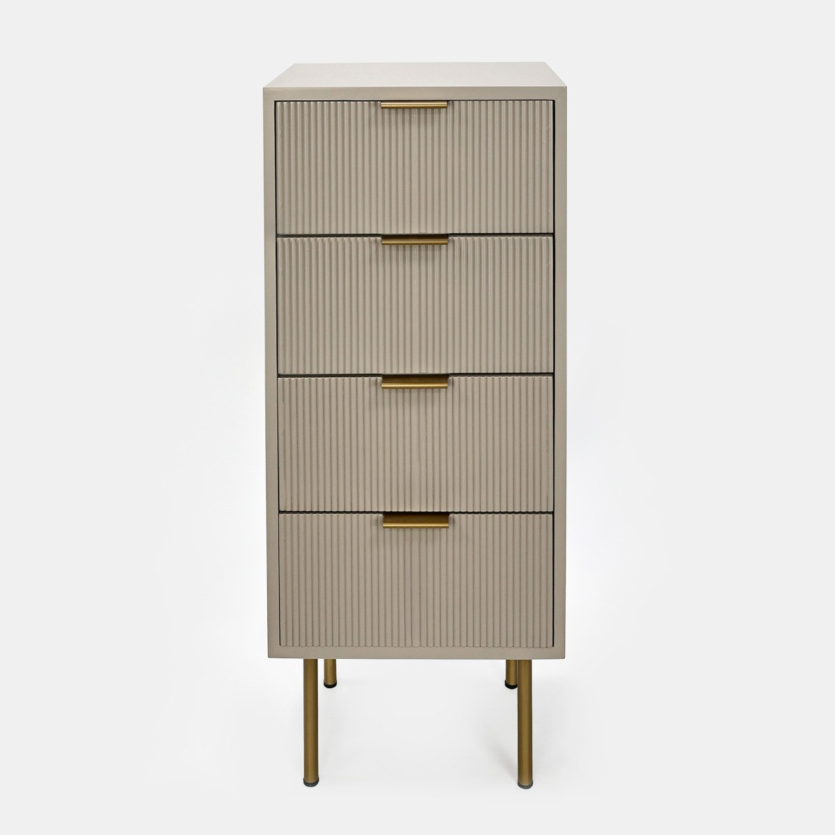 OHS Ribbed 4 Drawer Wood Bedside Table - Taupe>