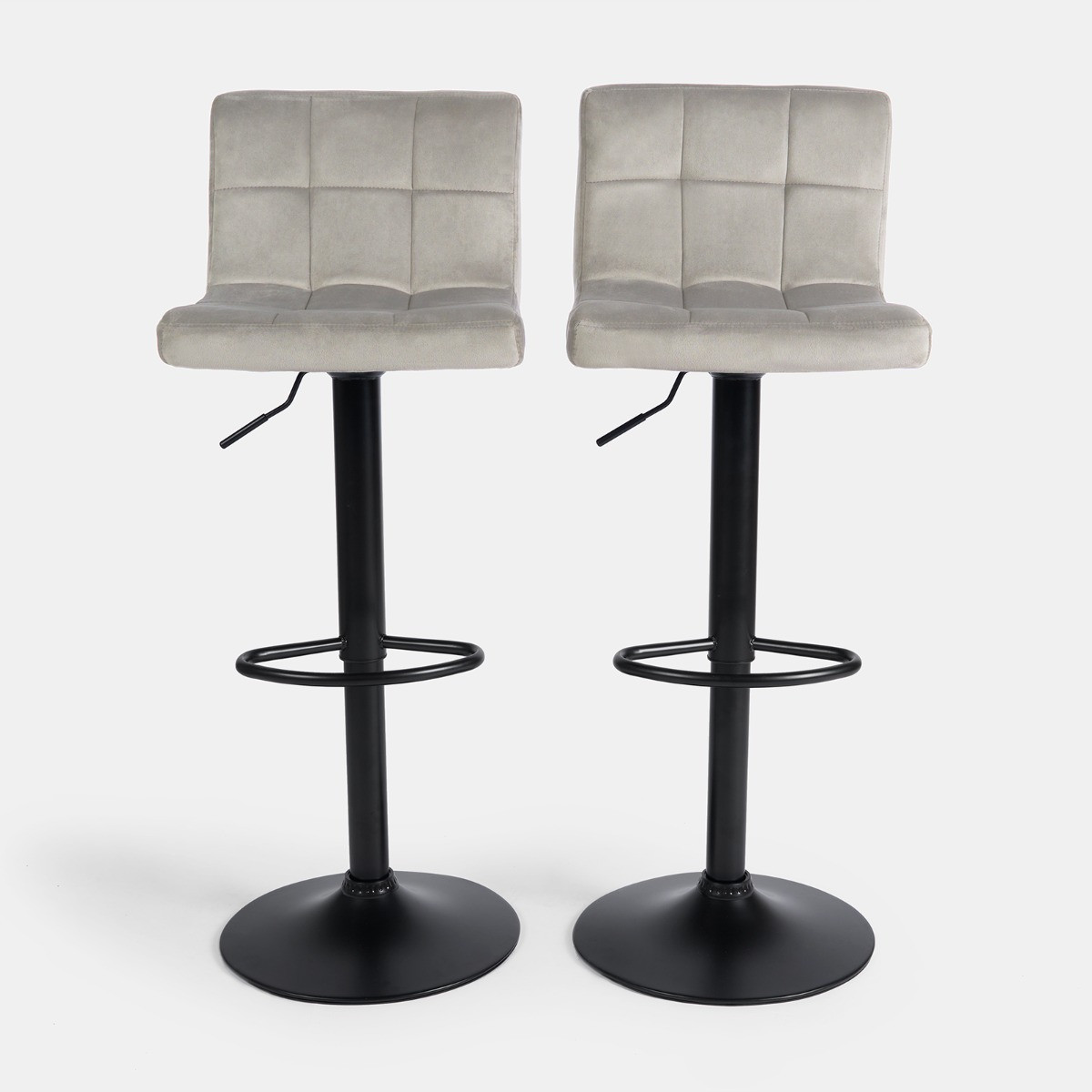 OHS Set of 2 Adjustable Velvet Bar Stools - Stone>