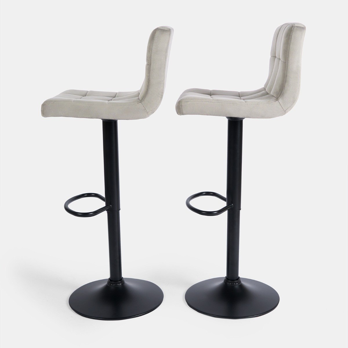 OHS Set of 2 Adjustable Velvet Bar Stools - Stone>