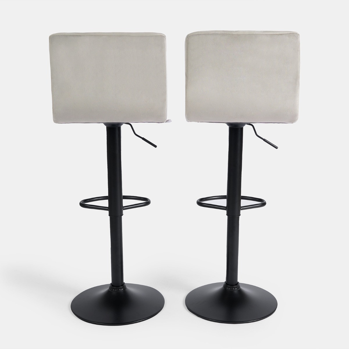 OHS Set of 2 Adjustable Velvet Bar Stools - Stone>