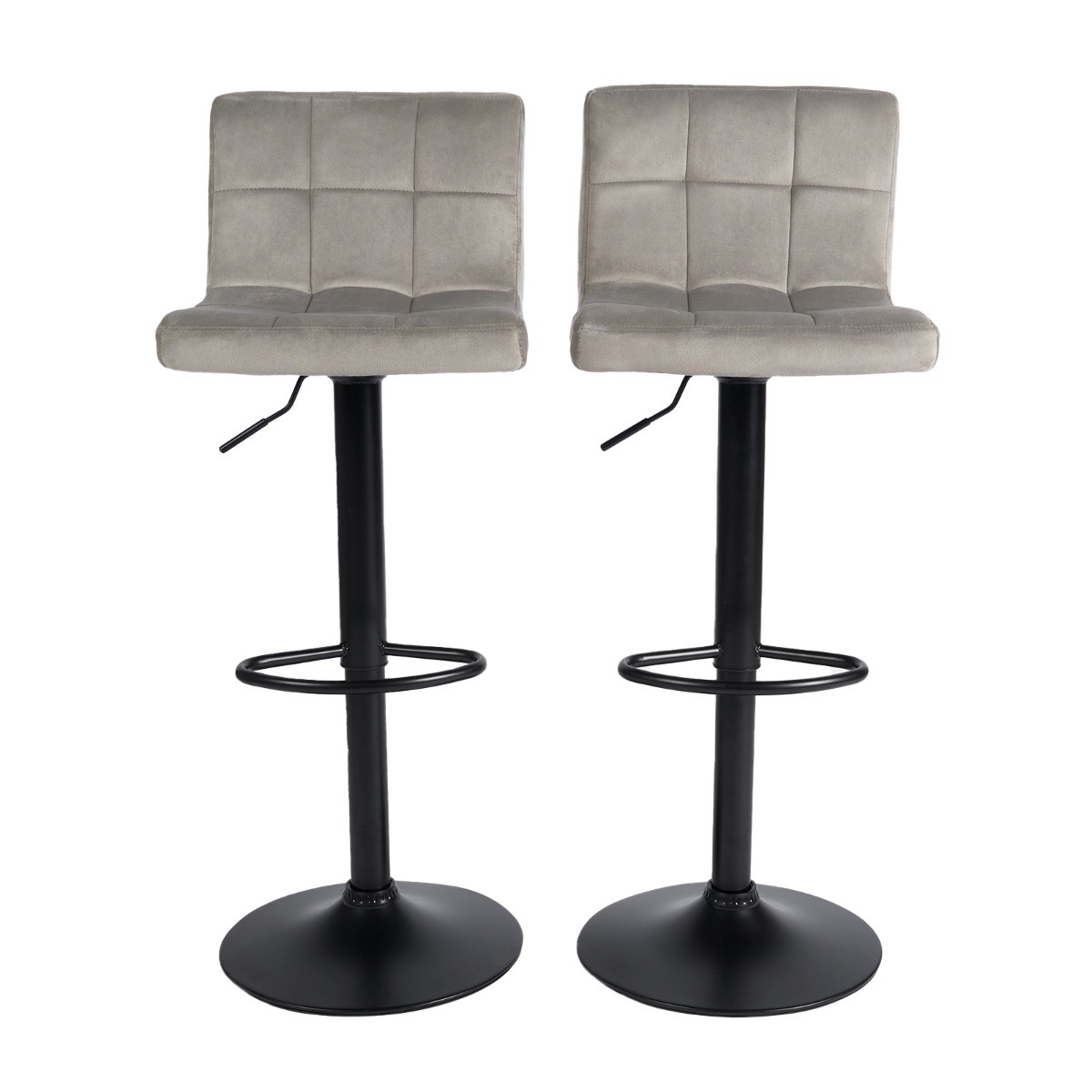 OHS Set of 2 Adjustable Velvet Bar Stools - Stone>