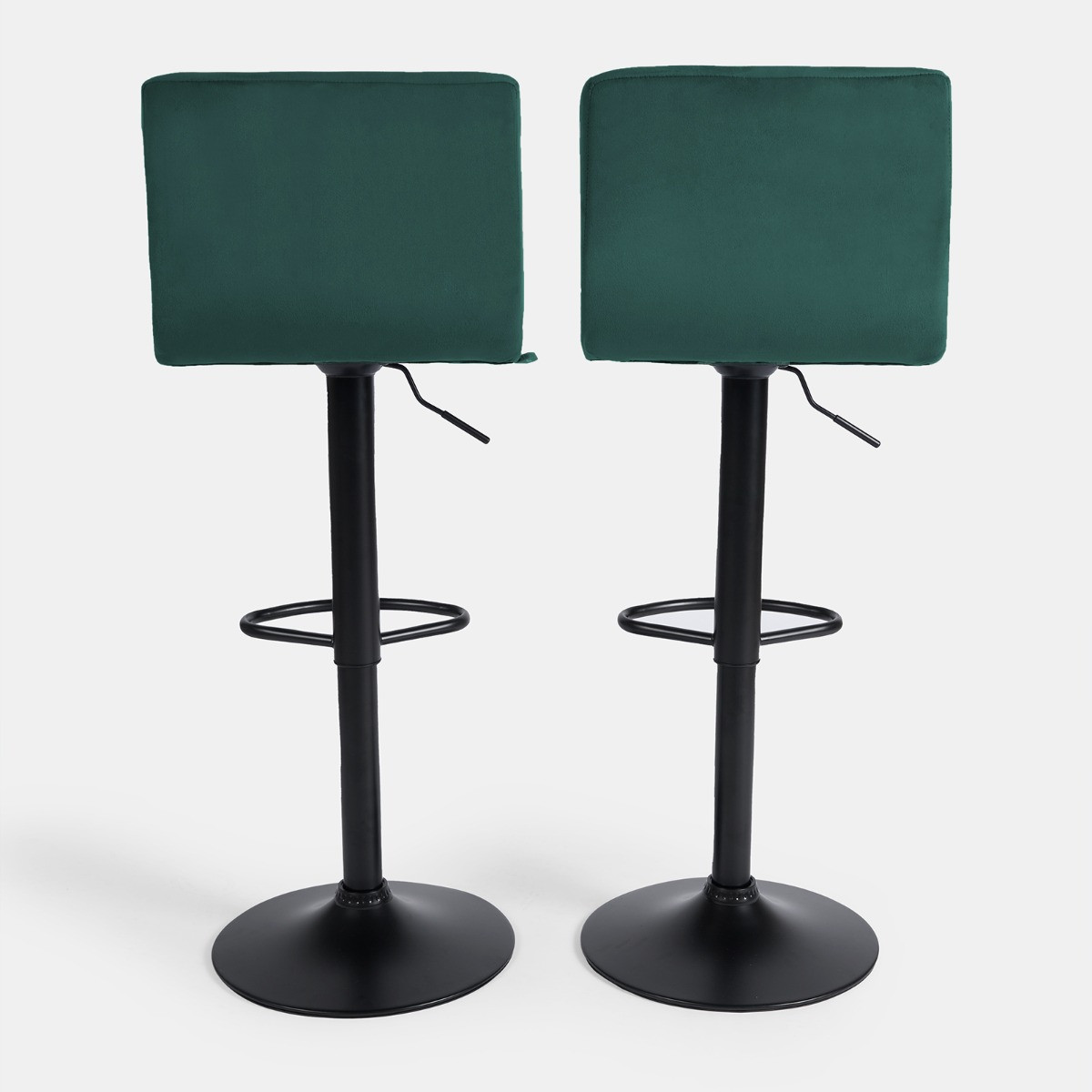 OHS Set of 2 Adjustable Velvet Bar Stools - Teal>