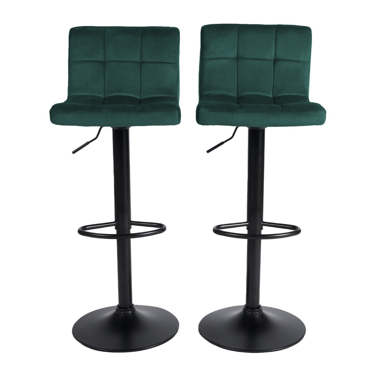 OHS Set of 2 Adjustable Velvet Bar Stools - Teal>