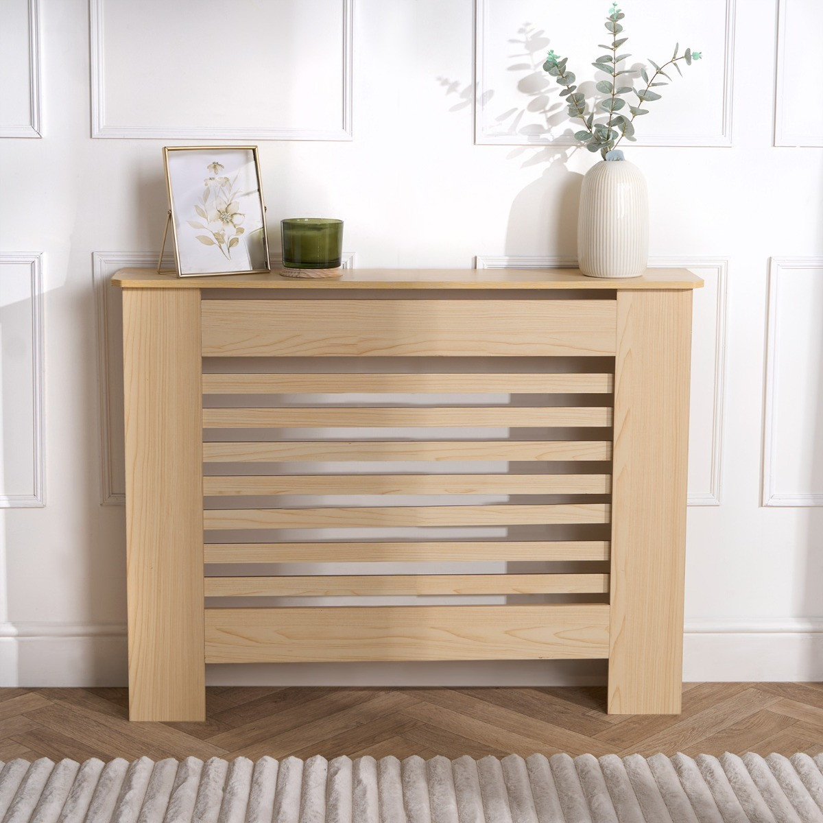 OHS Wooden Slats Radiator Cover - Natural>