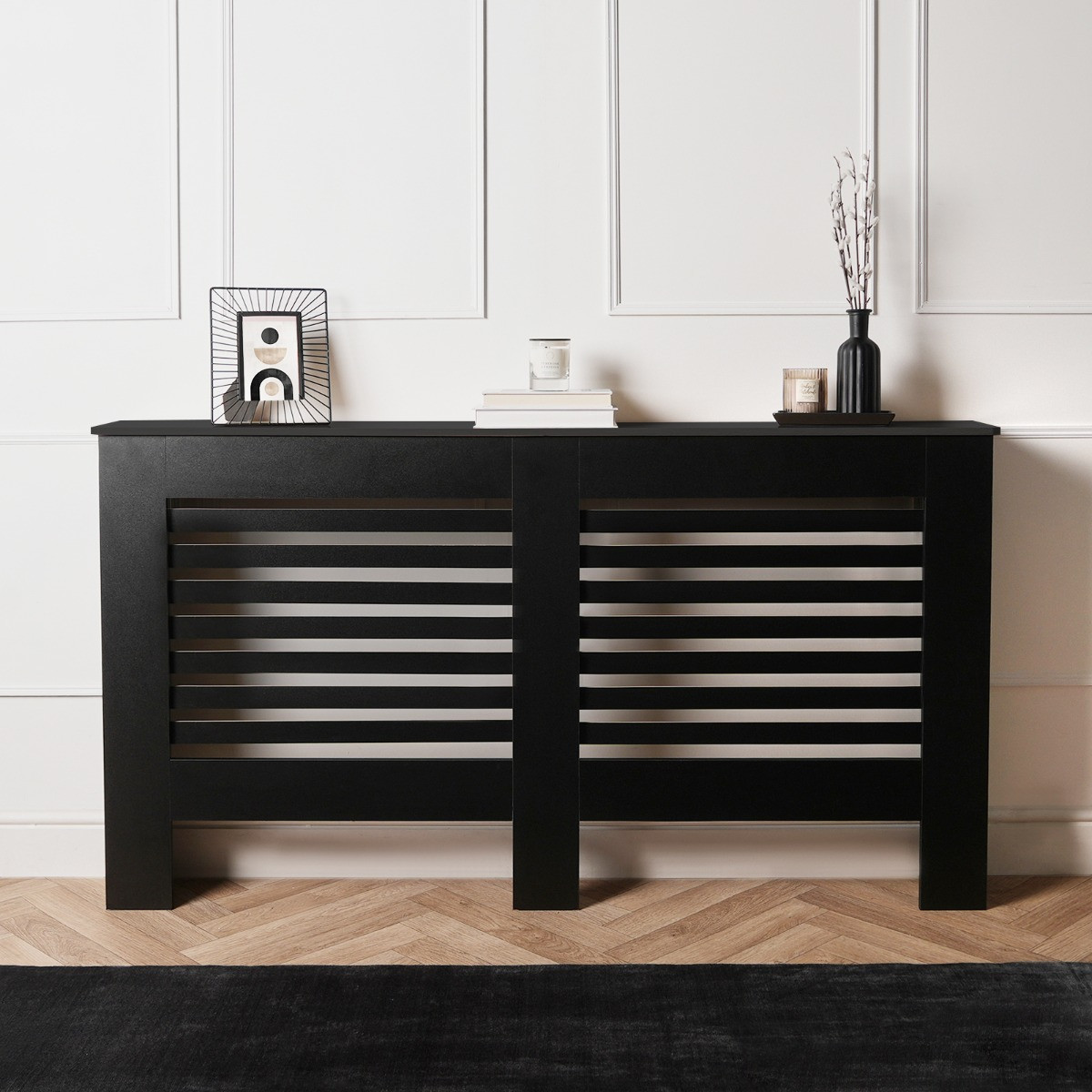 OHS Wooden Slats Radiator Cover - Black>