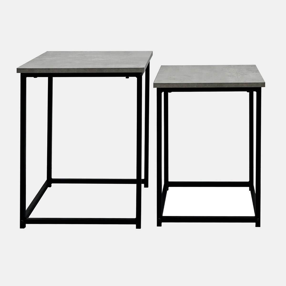 OHS Set of 2 Square Marble Look Nest of Tables - Grey Marble>