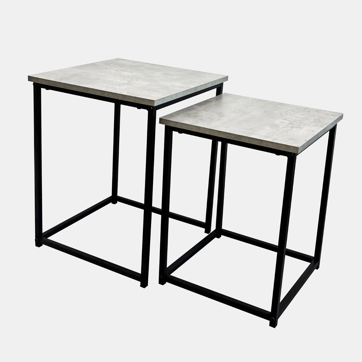 OHS Set of 2 Square Marble Look Nest of Tables - Grey Marble>