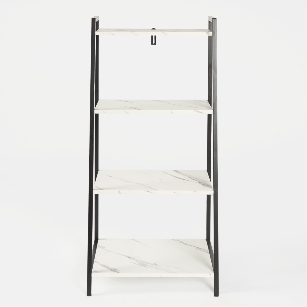 OHS 4 Tier Wooden Iron Shelving Unit - White Marble>