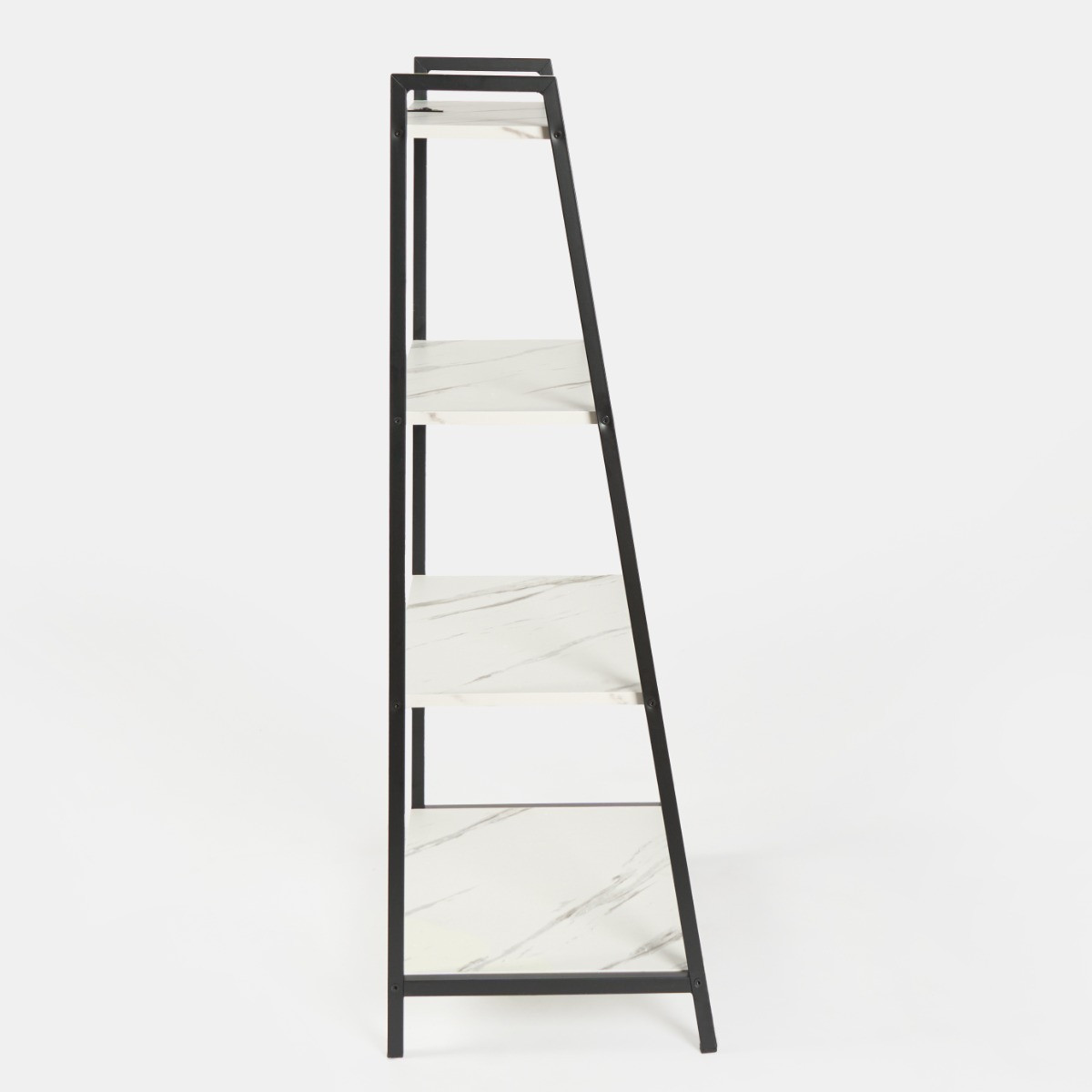 OHS 4 Tier Wooden Iron Shelving Unit - White Marble>