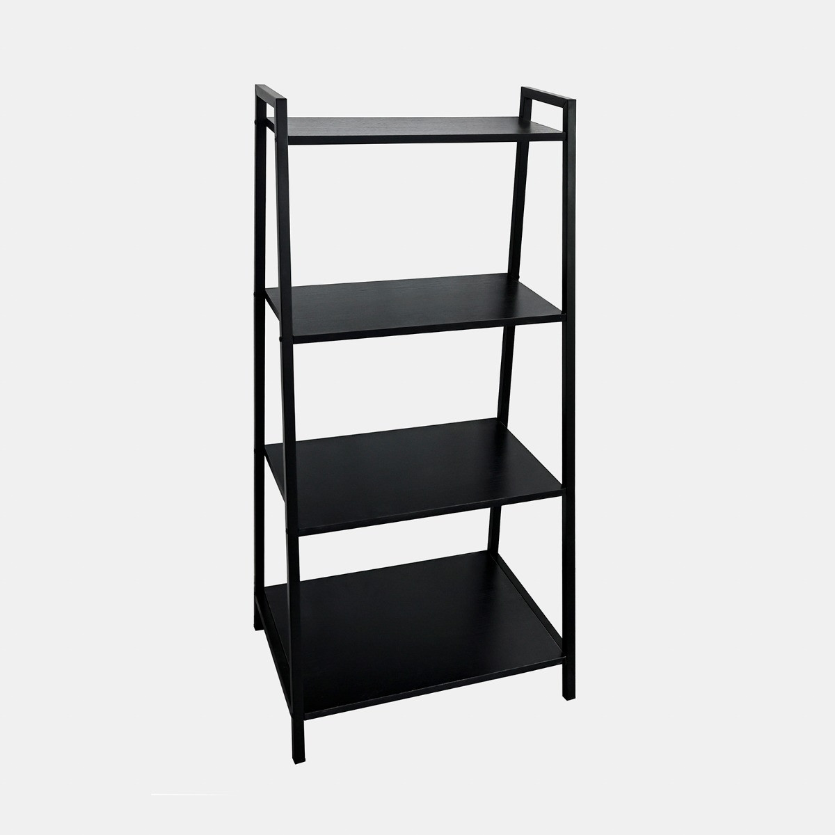 OHS 4 Tier Wooden Iron Shelving Unit – Black>