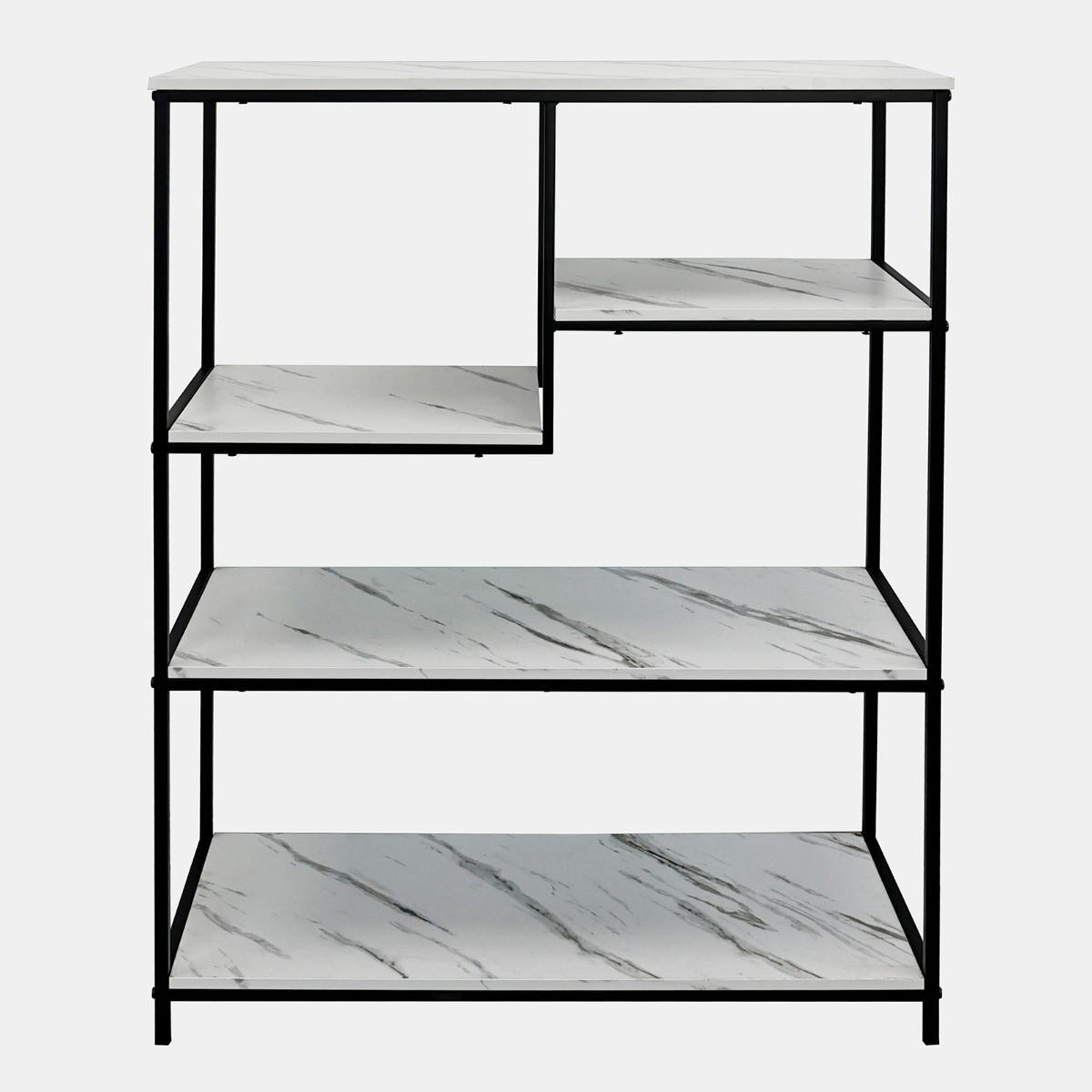 OHS Wooden Display Marble Look Shelving Unit - White Marble>