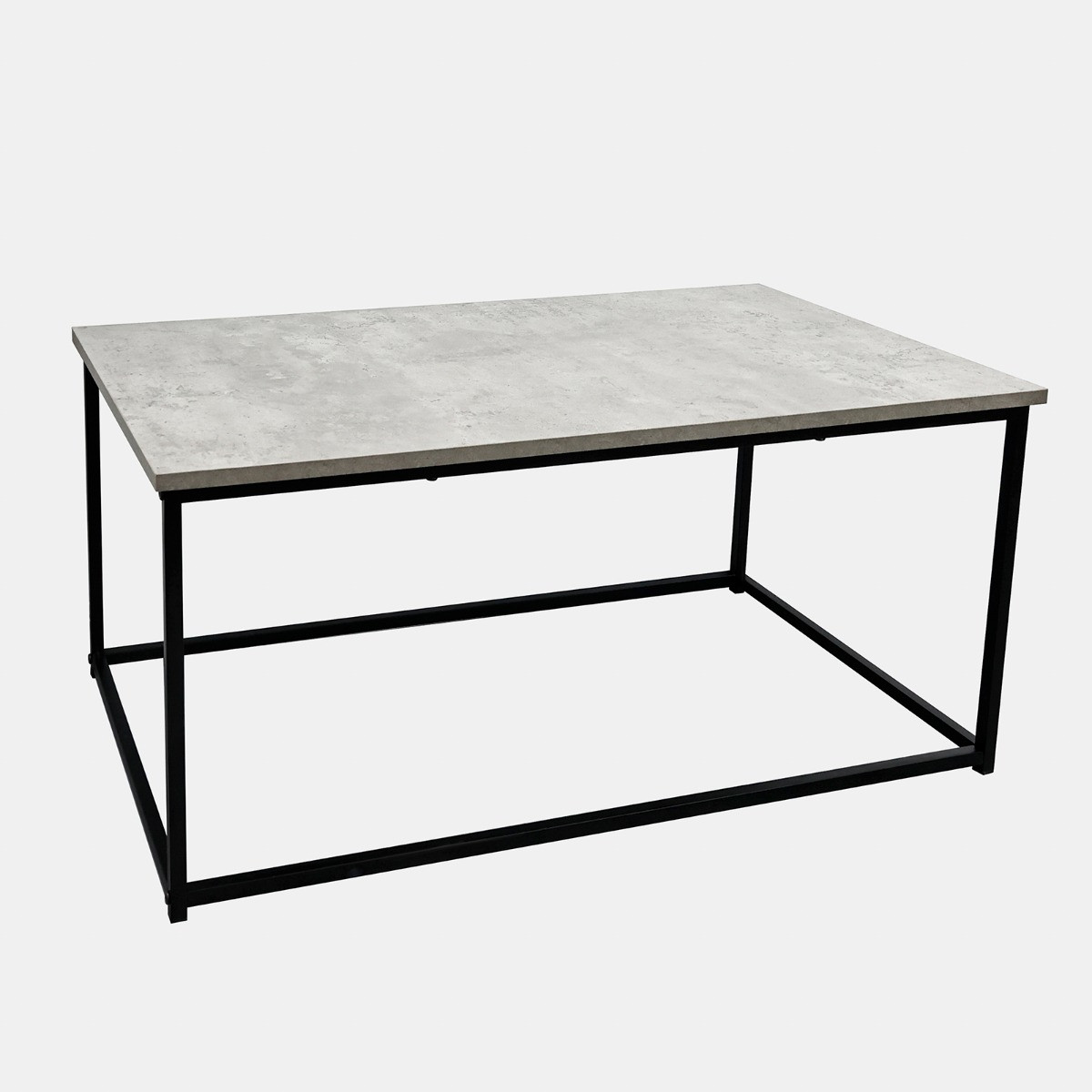 OHS Marble Look Wooden Coffee Table with Metal Frame - Grey Marble>