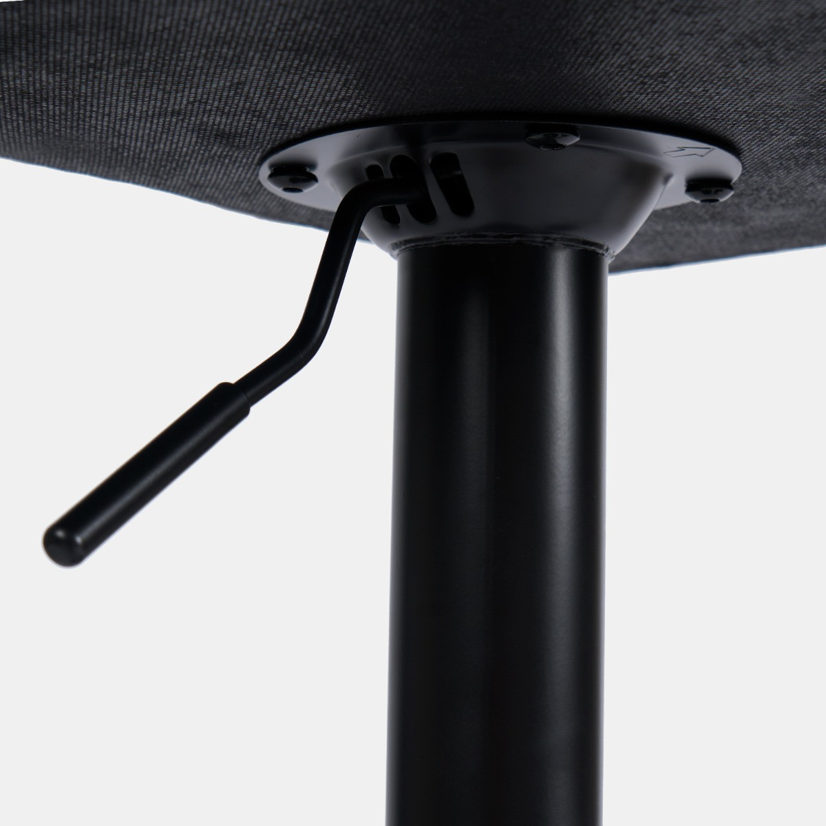 OHS Set of 2 Adjustable Faux Fur Ribbed Bar Stools - Black>