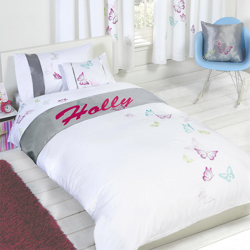 Holly Personalised Butterflies Duvet Cover Set - Double>