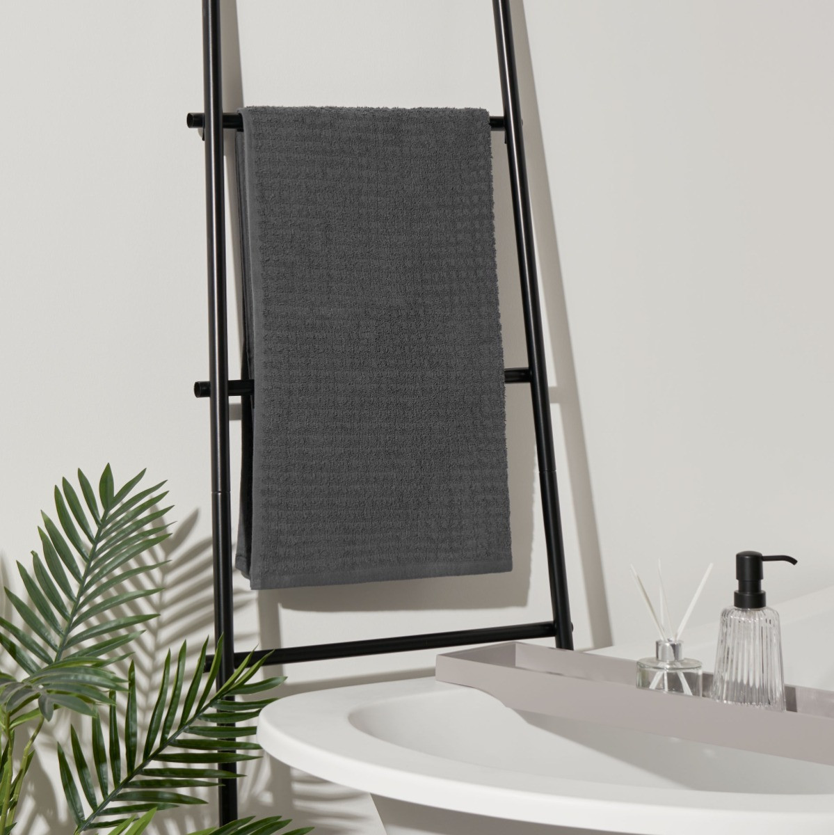 Highams 100% Cotton Waffle Bath Towel, Grey - 1 Piece>