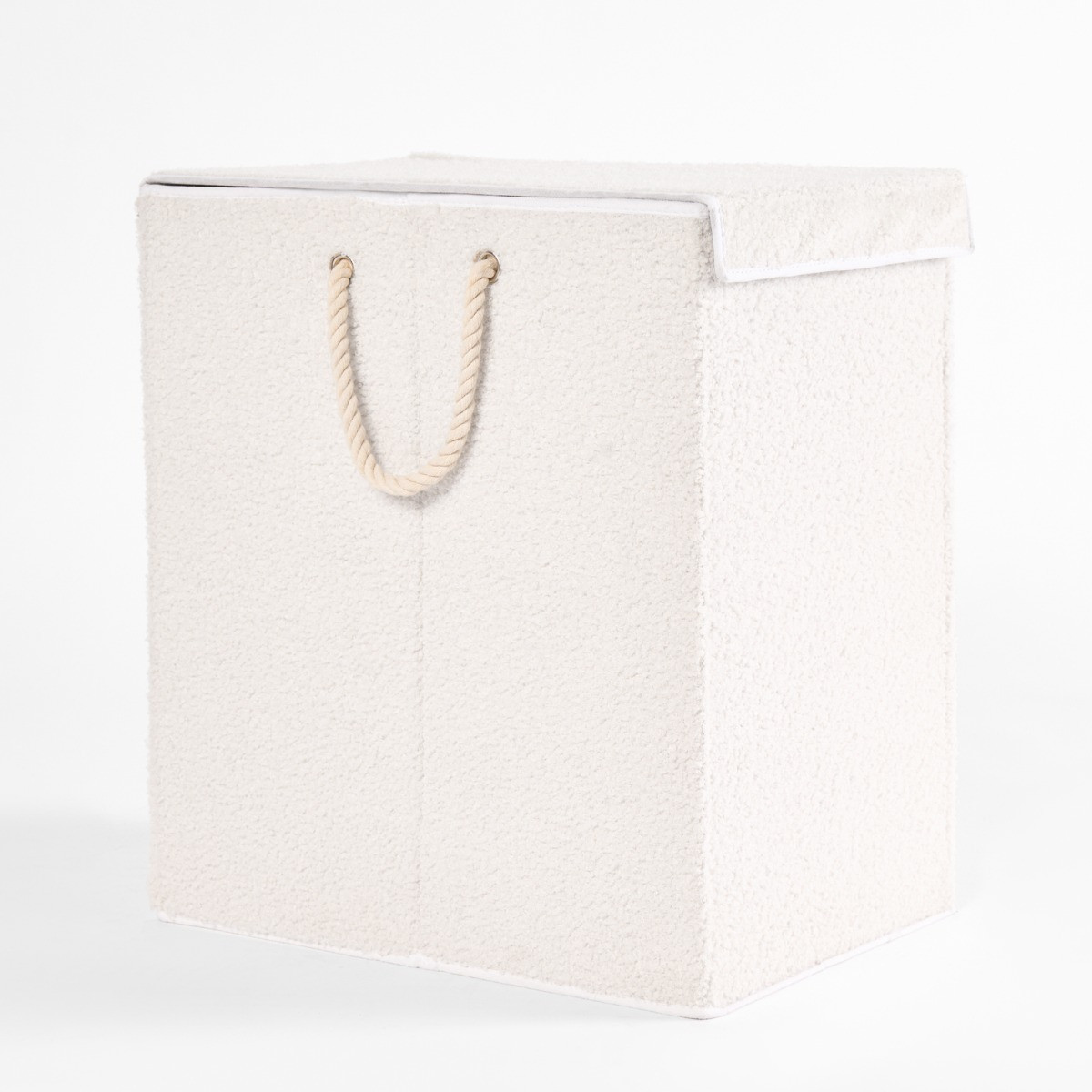 OHS Bouclé Foldable Laundry Basket - White>