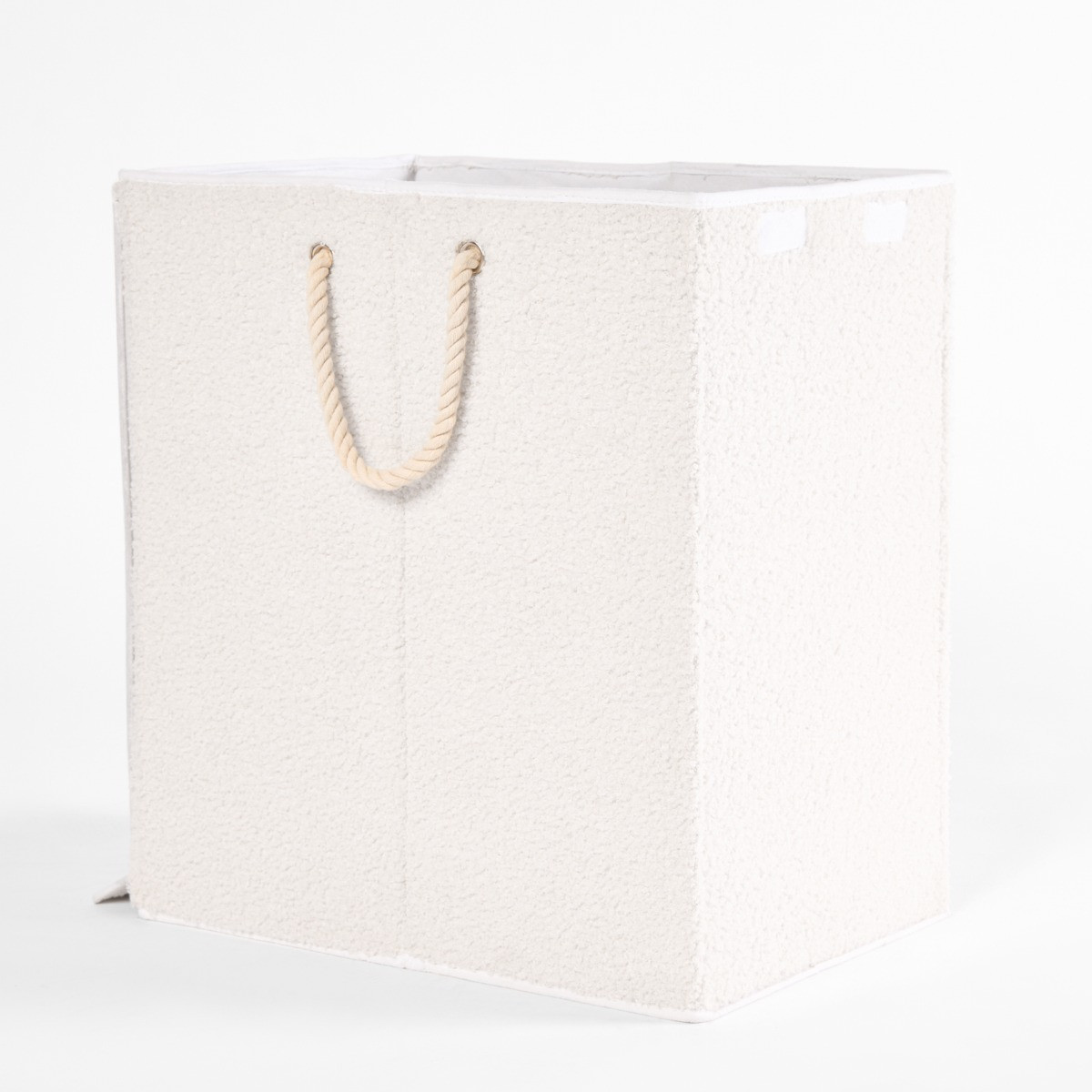 OHS Bouclé Foldable Laundry Basket - White>