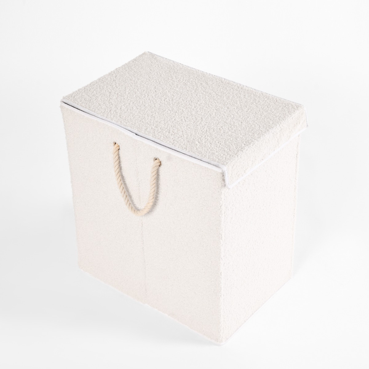 OHS Bouclé Foldable Laundry Basket - White>