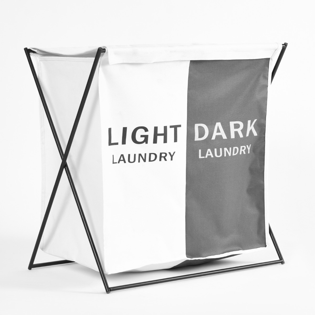 OHS Foldable Lights/Darks Laundry Basket Organiser - Charcoal>