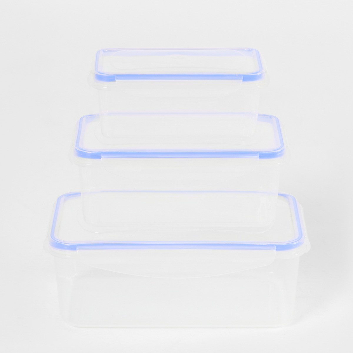  OHS Square Plastic Tupperware Set, 3 Piece - Clear>