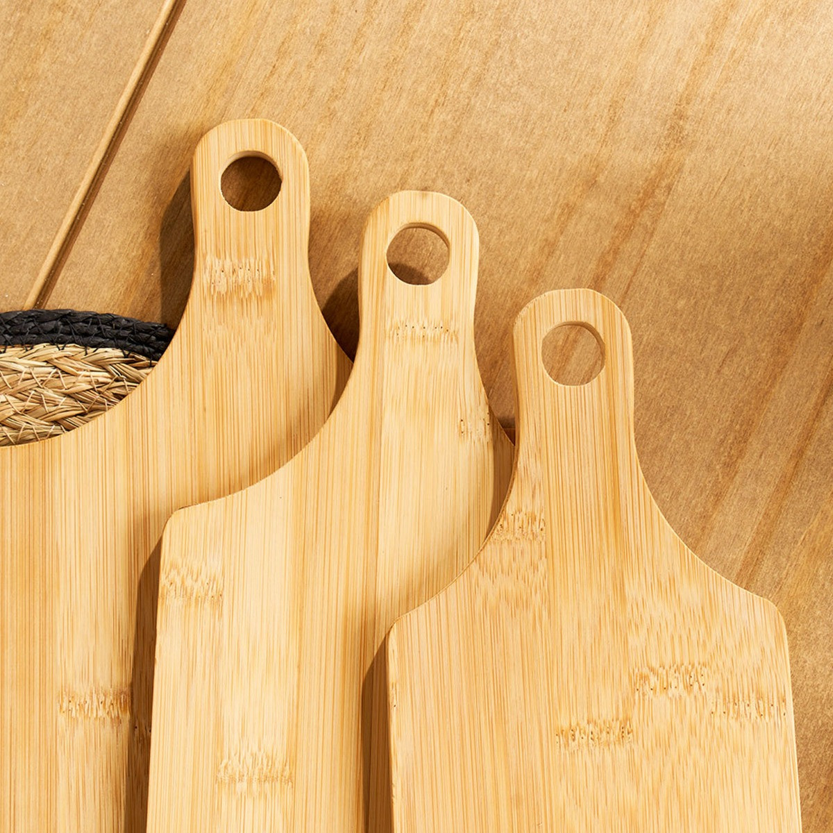 OHS Wooden Rectangle Serving Boards 3 Piece Set - Natural>