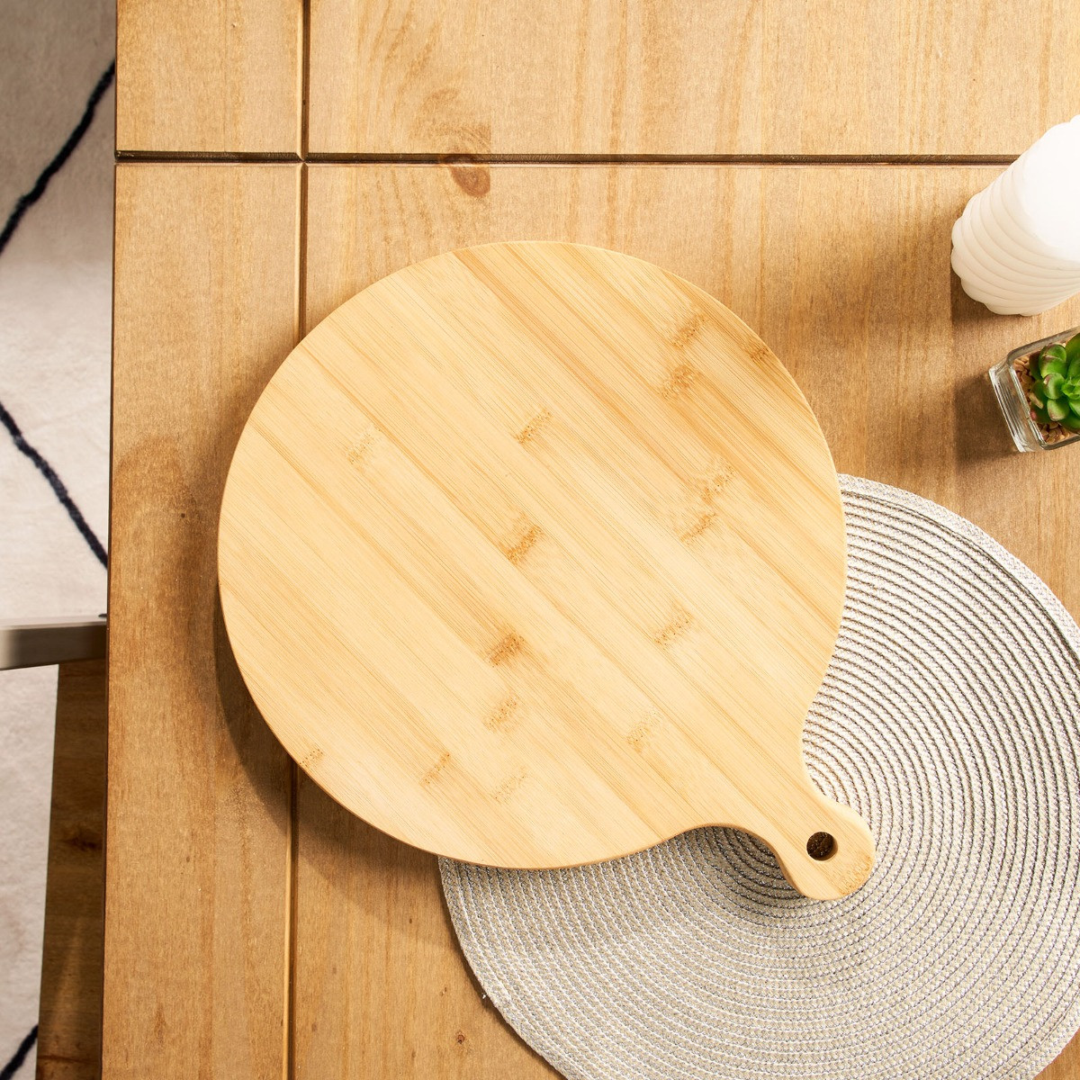 OHS Wooden Round Pizza Serving Board - Natural>