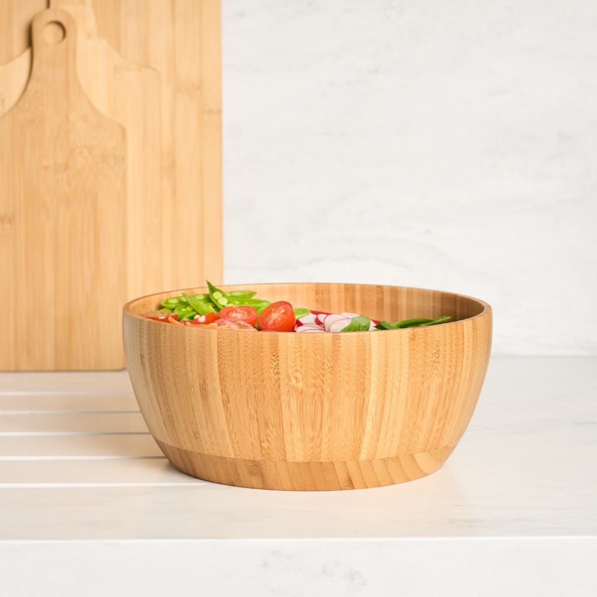 OHS Wooden Bamboo Salad Serving Bowl - Natural>