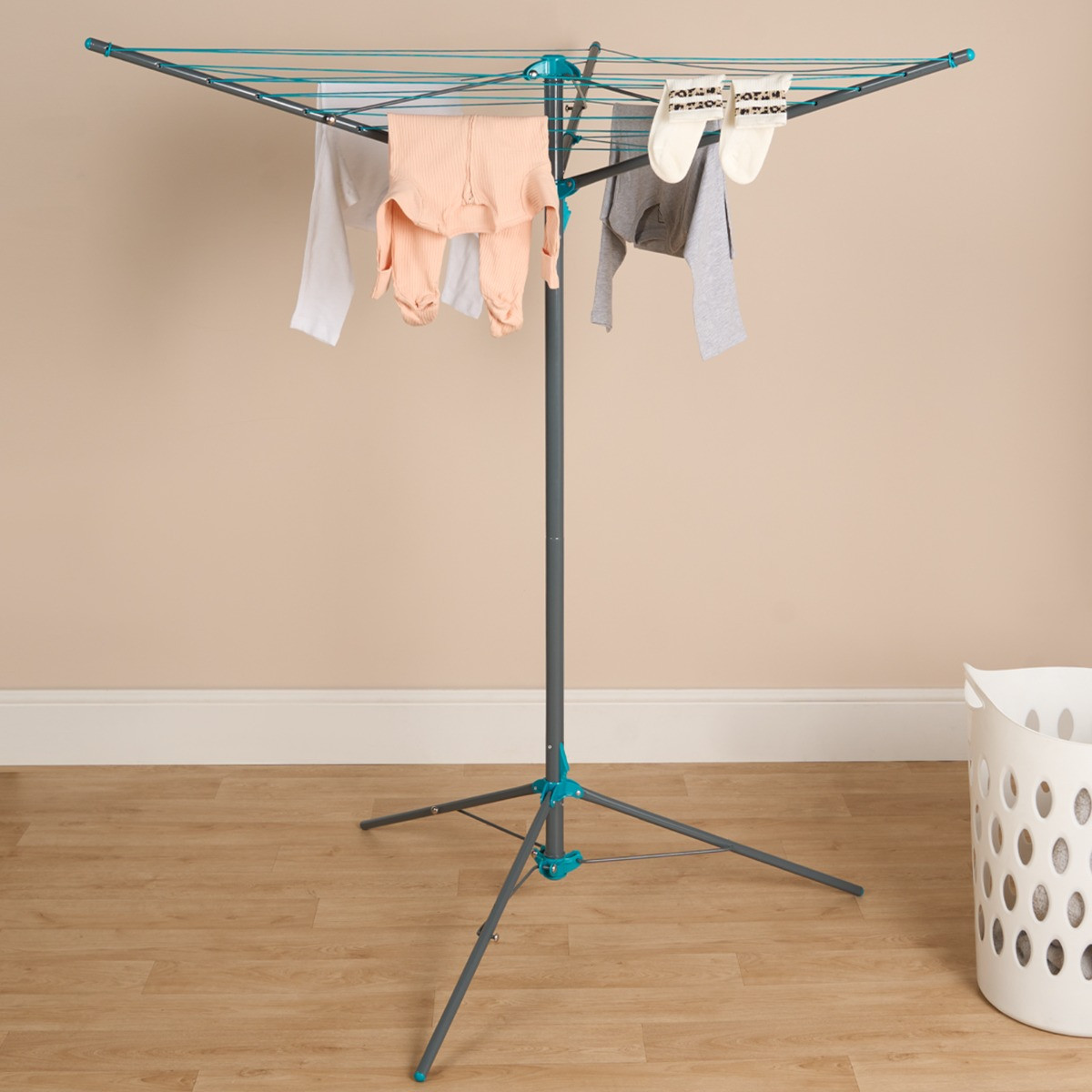 OHS 3 Arm Steel Rotary Airer With Tripod - Grey>