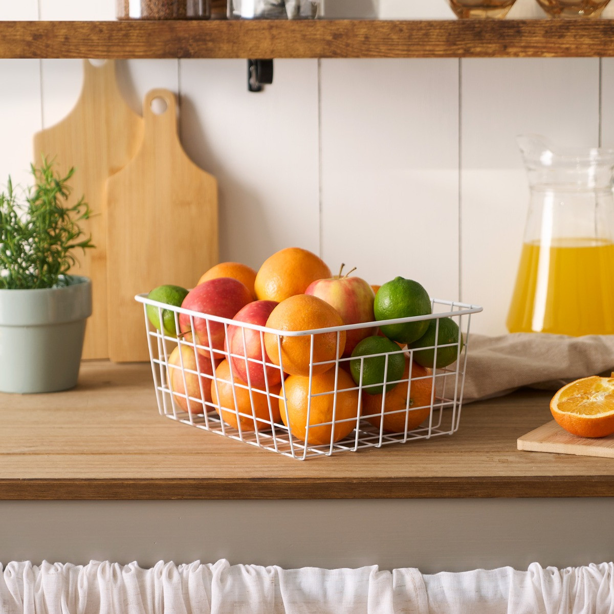 OHS Multipurpose Metal Wire Storage Basket - White>