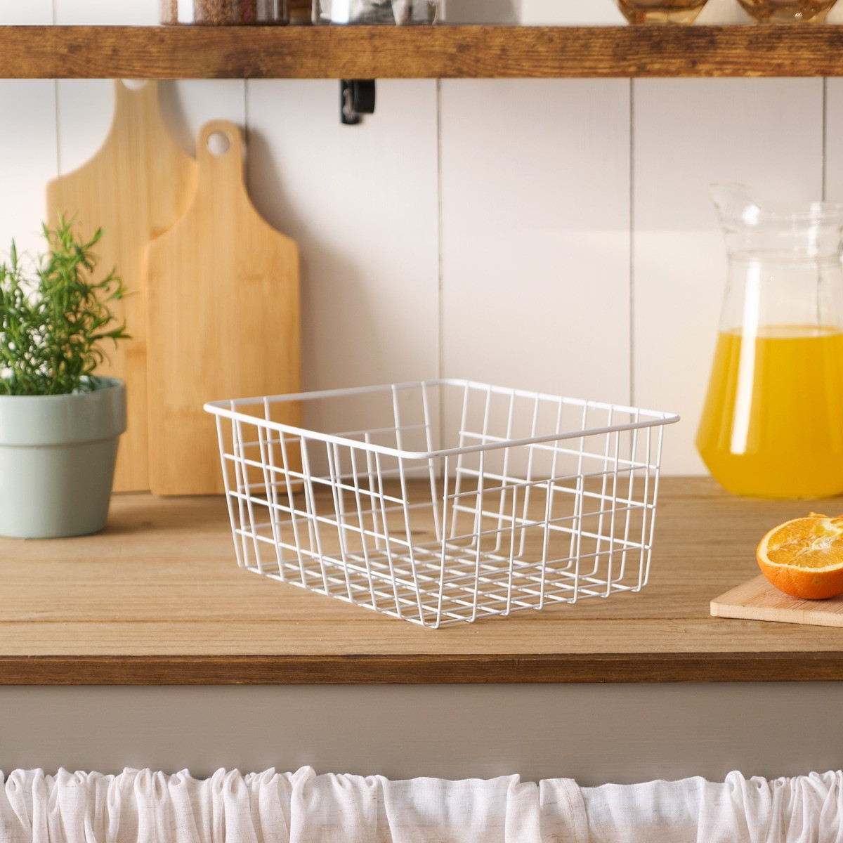 OHS Multipurpose Metal Wire Storage Basket - White>