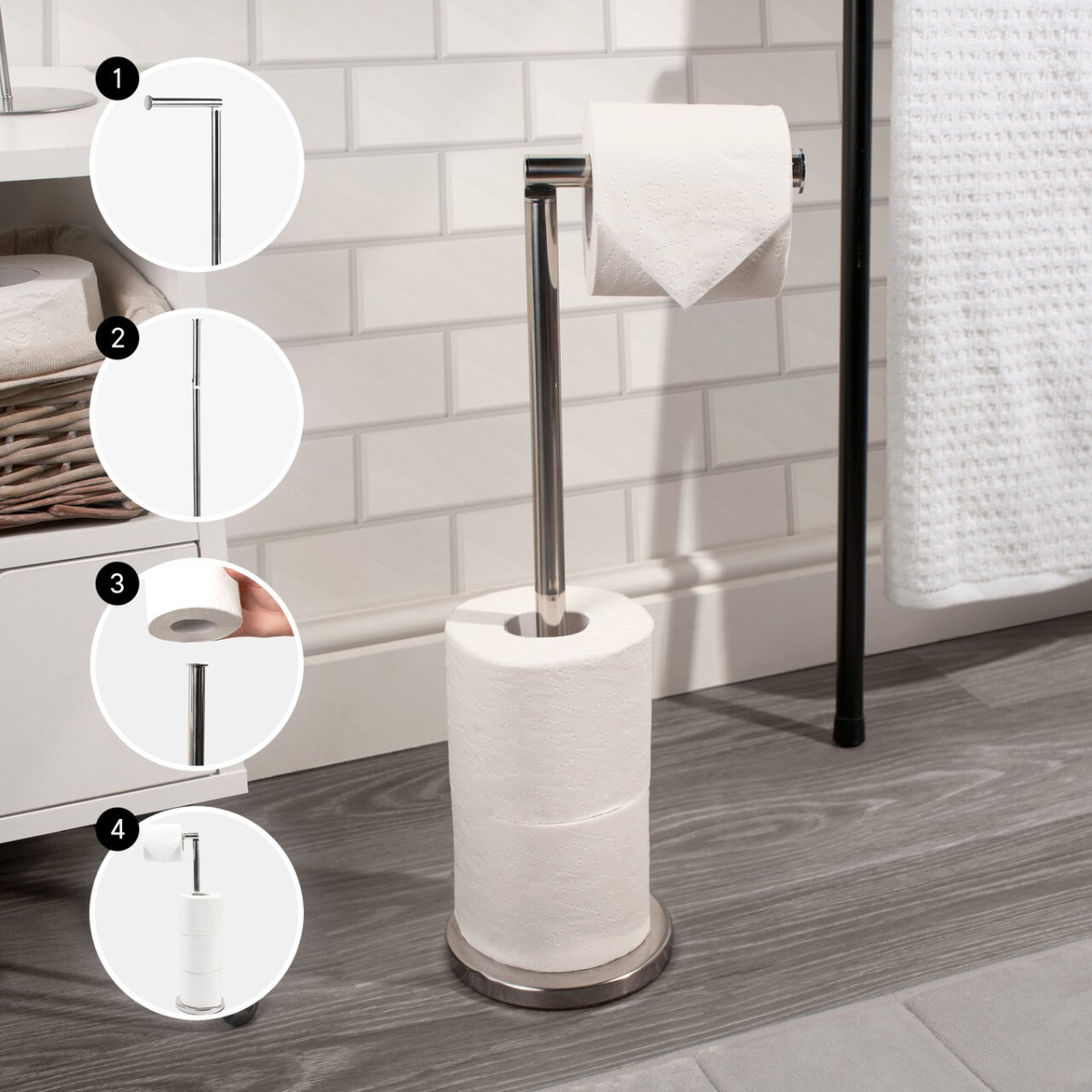 OHS Toilet Roll Free Stand Holder - Metal>