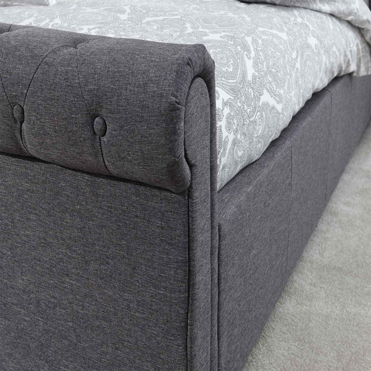 Layla Ottoman Storage Bed, 4ft 6 Double - Charcoal Grey>