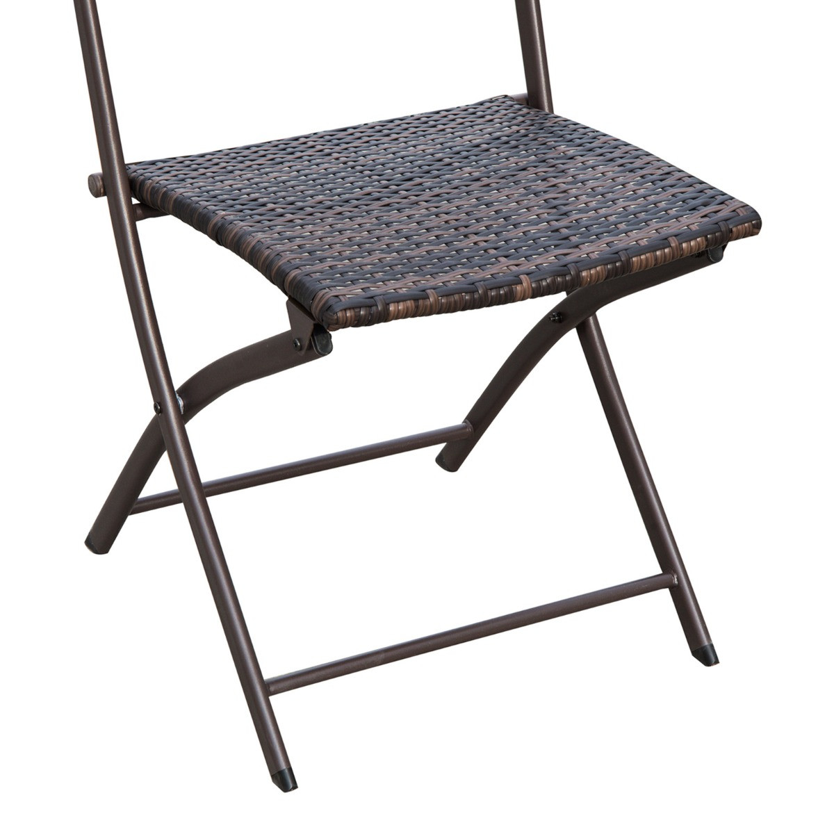Outsunny Rattan Wicker Bistro Foldable Table Set, 3 Piece - Brown
