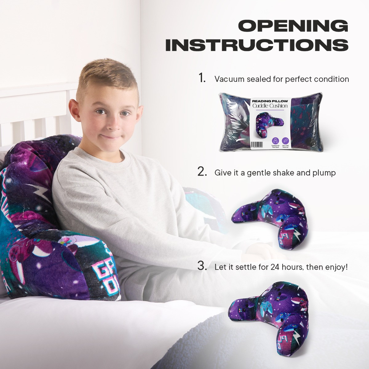 OHS Kids Neon Gaming Fleece Cuddle Cushion - Purple>