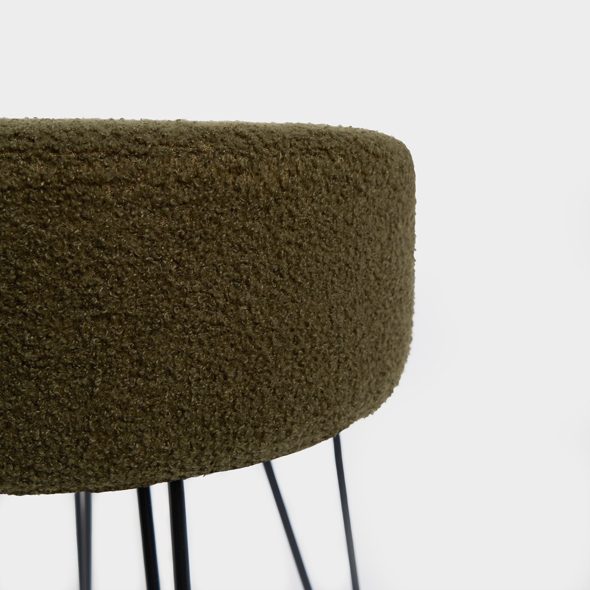 OHS Bouclé Hairpin Stool - Olive>