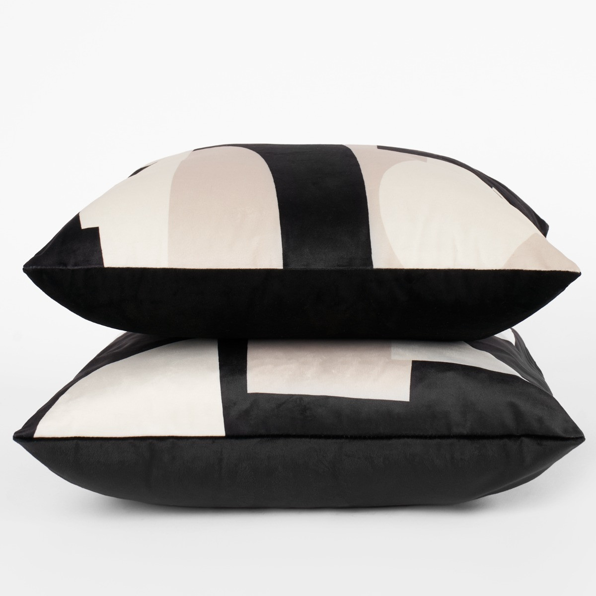 OHS 2 Pack Abstract Print Cushion Covers - Black & Neutral>