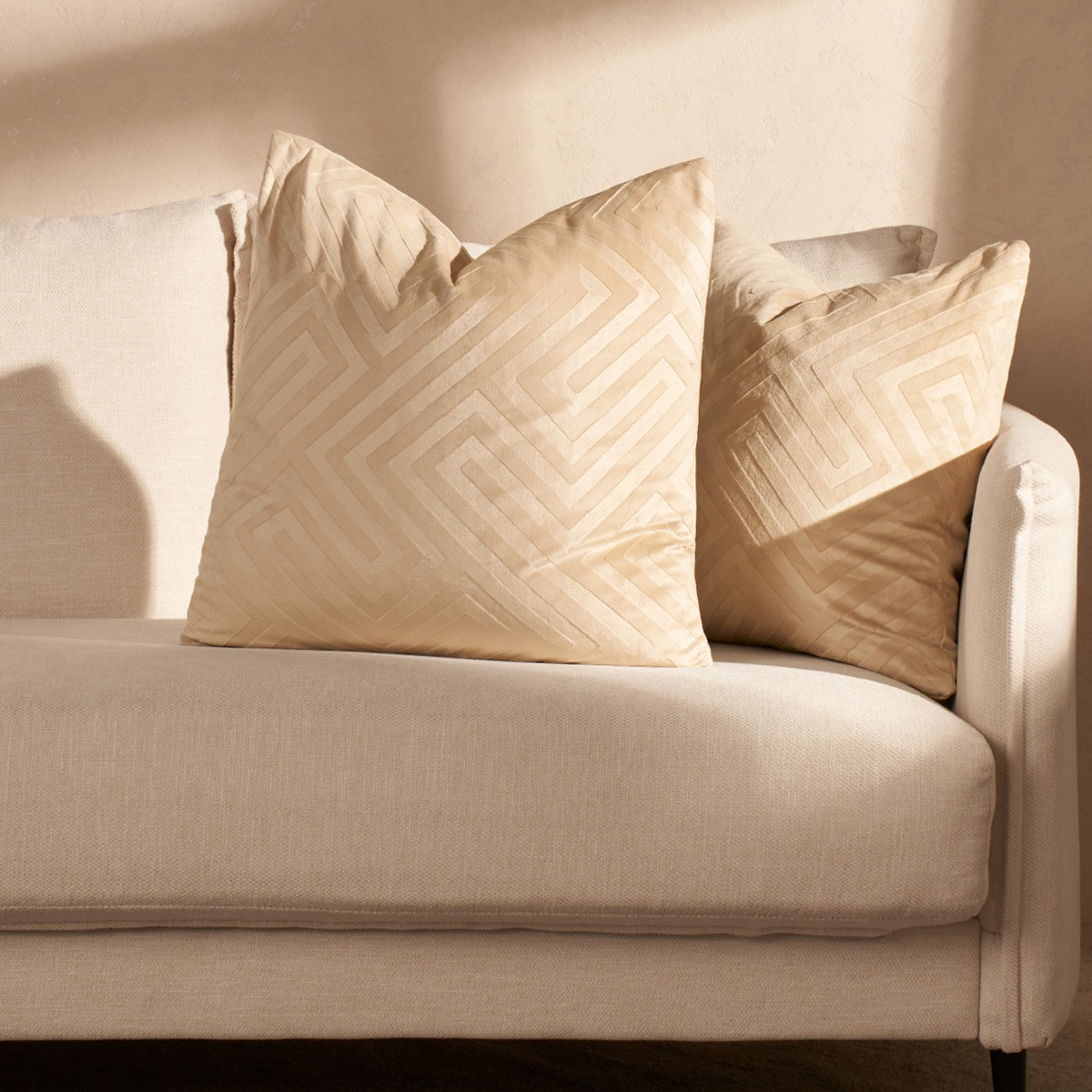 OHS Cut Out Matte Velvet Cushion Covers - Natural>