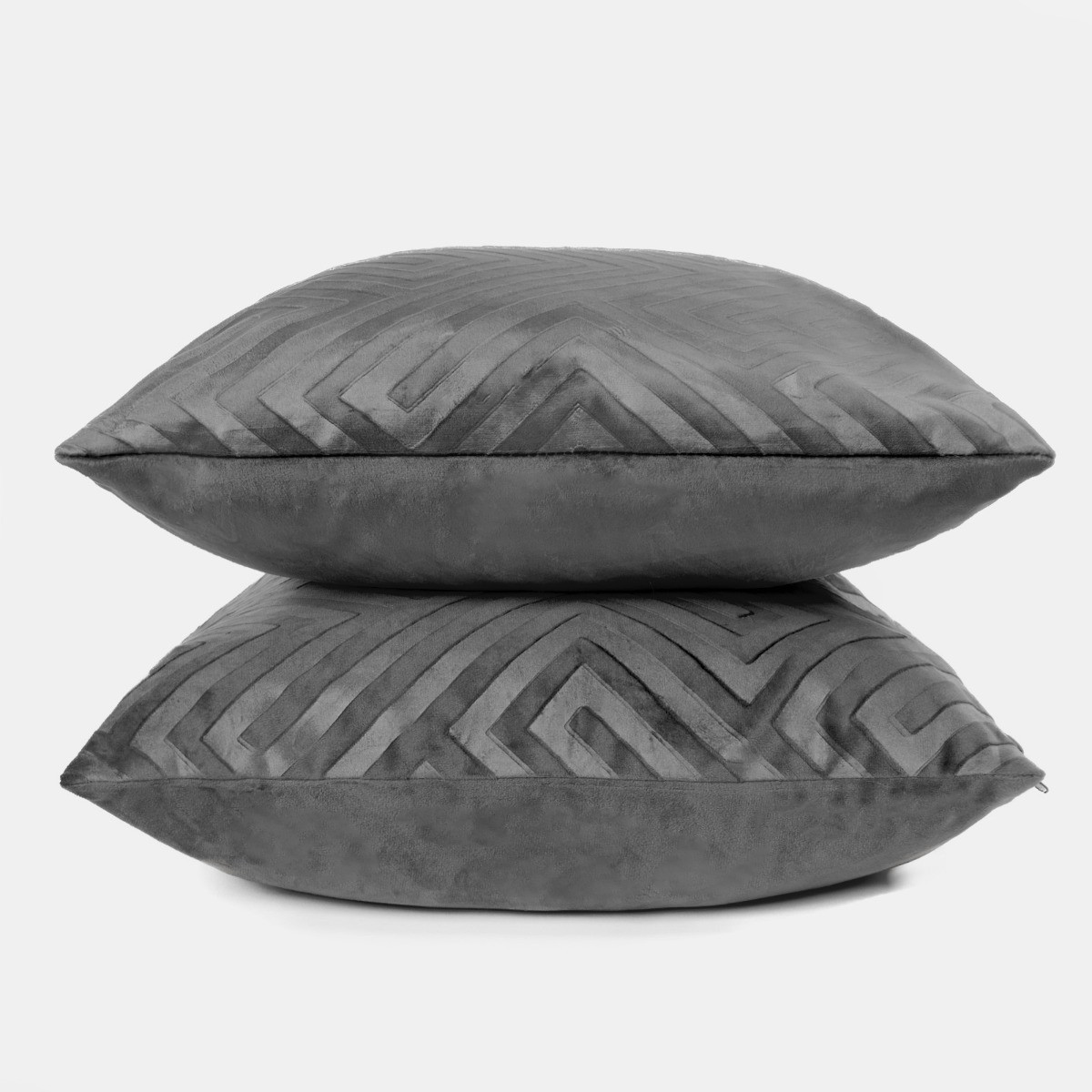 OHS Cut Out Matte Velvet Cushion Covers - Charcoal>