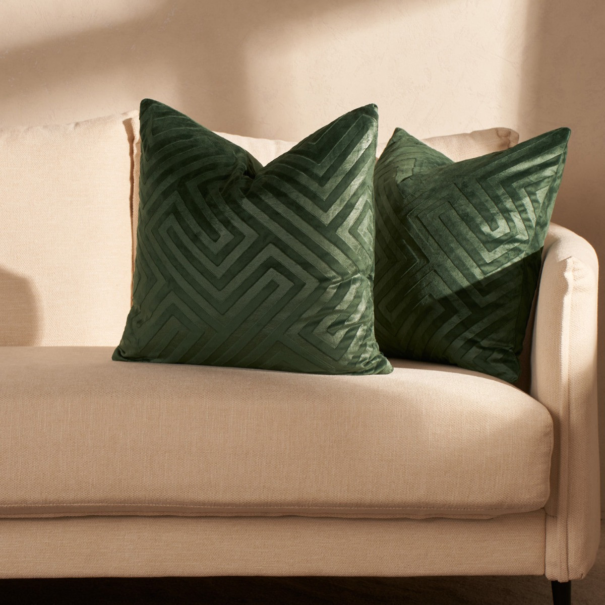 OHS Cut Out Matte Velvet Cushion Covers - Forest Green>