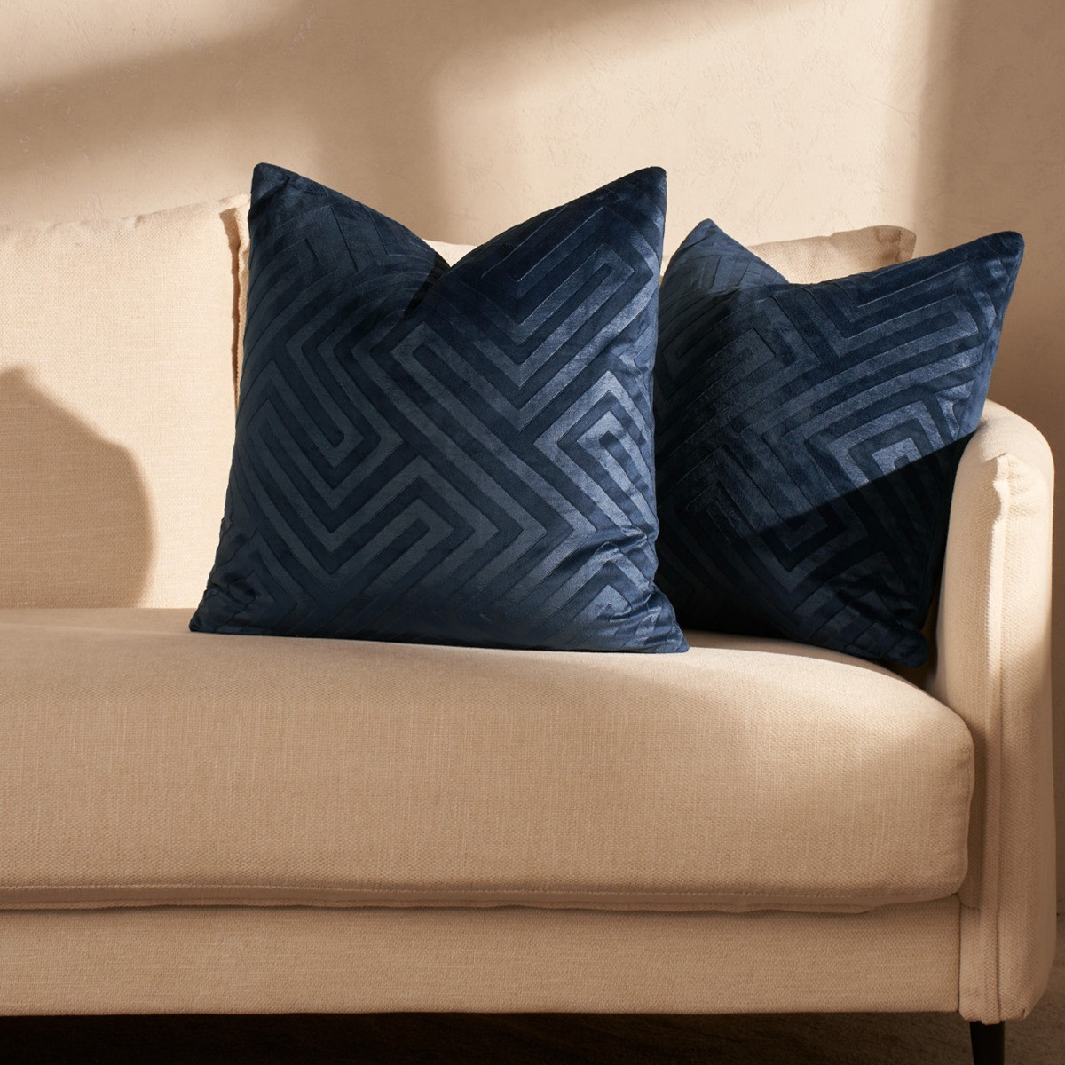 OHS Cut Out Matte Velvet Cushion Covers - Navy>