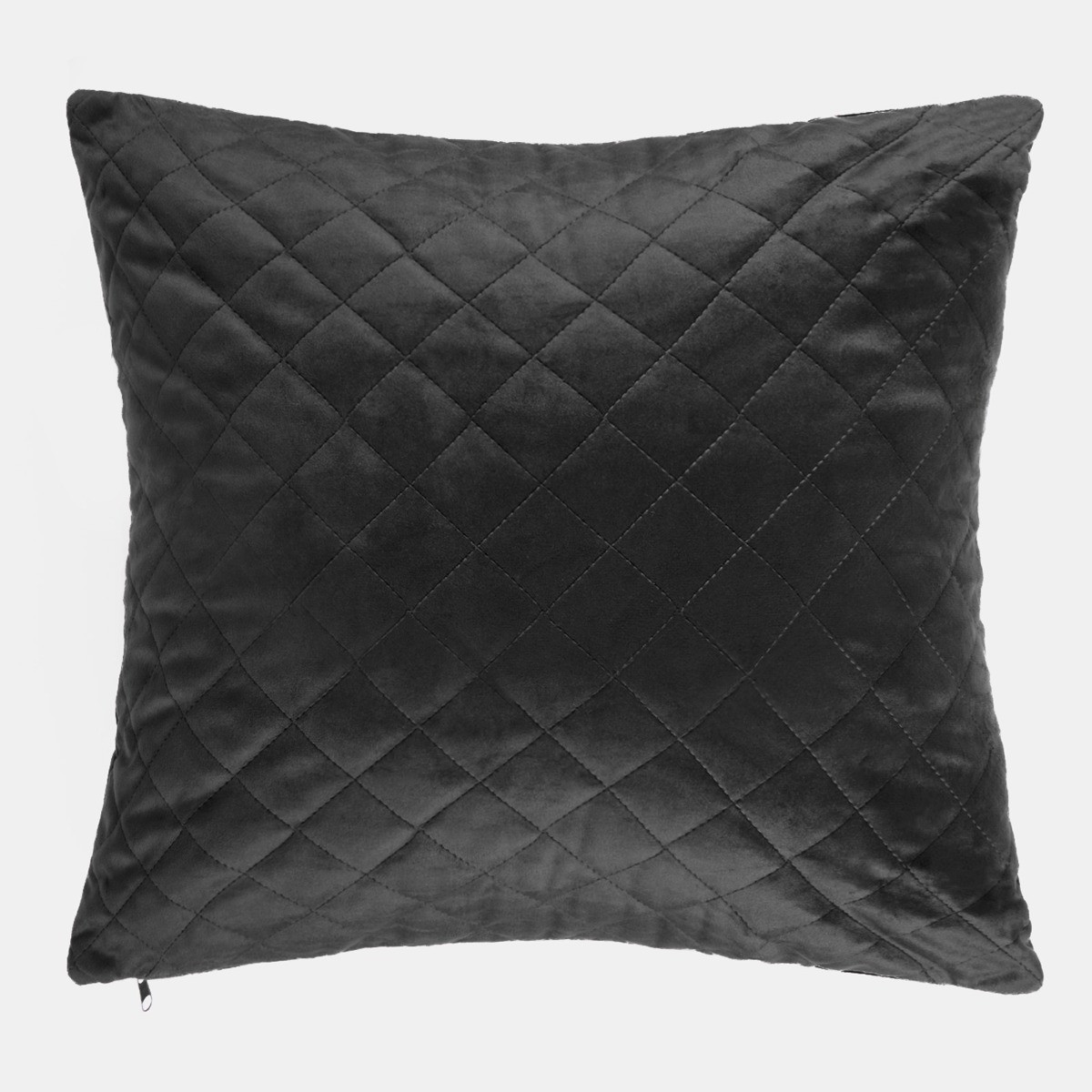 OHS 2 Pack Quilted Matte Velvet Cushion Covers, Charcoal - 45 x 45cm>