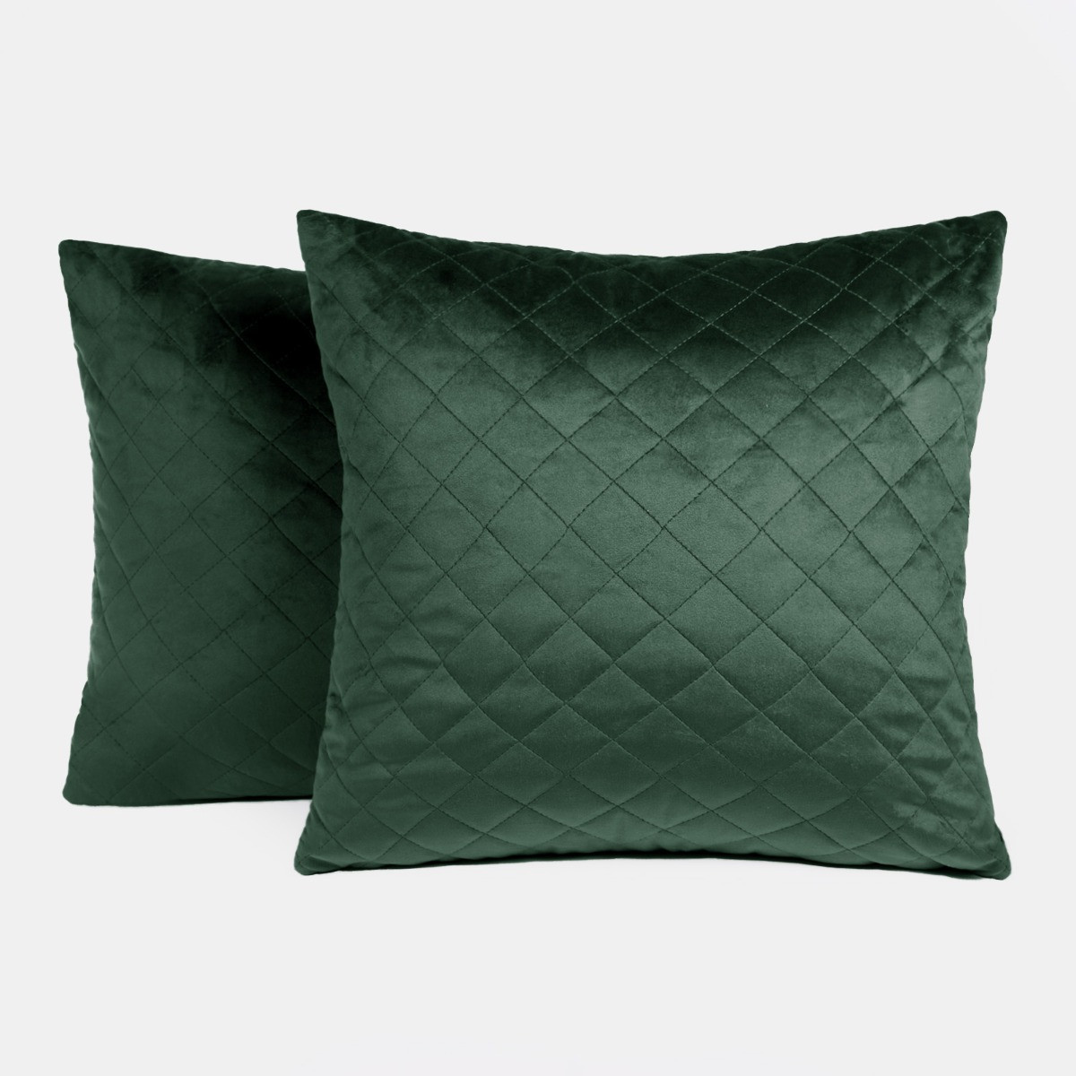 Quilted Matte Velvet Cushion Covers - Forest Green>