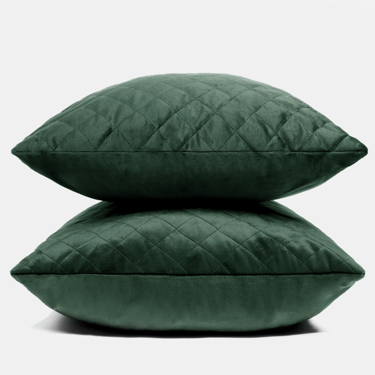 Quilted Matte Velvet Cushion Covers - Forest Green>